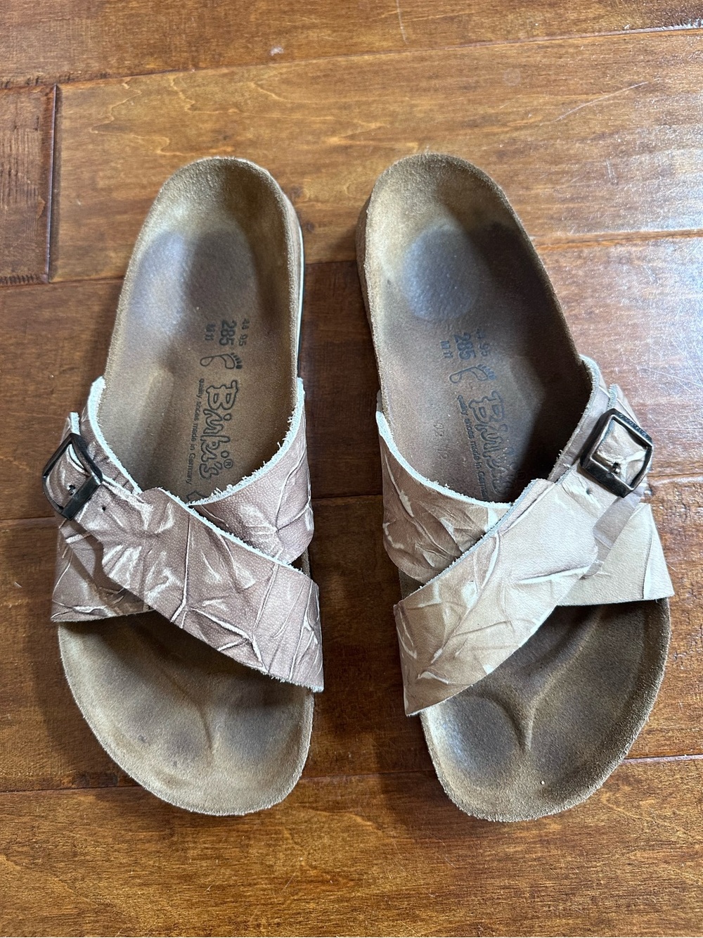 Men Birki’s Birkenstock EU 44 US 11 11.5 Cross Strap Sandals Shoes Khaki Tan